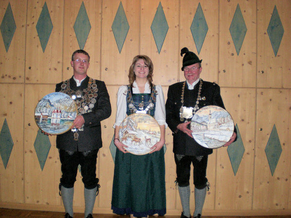 Sch�tzenk�nig Emil Z�rcher jun, Jungsch�tzenk�nigin Christina Heckel, Pistolenk�nig Meinrad Haas